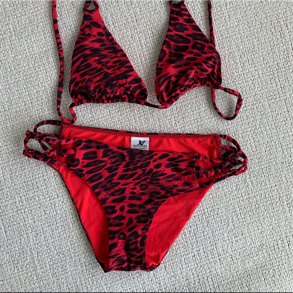 Sauvage red cheetah print bikini